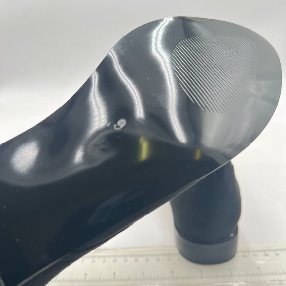 Black Low Heel Pointy Toe Lace Up Chukka Ankle Boots Fall Winter Booties - Picture 6 of 8